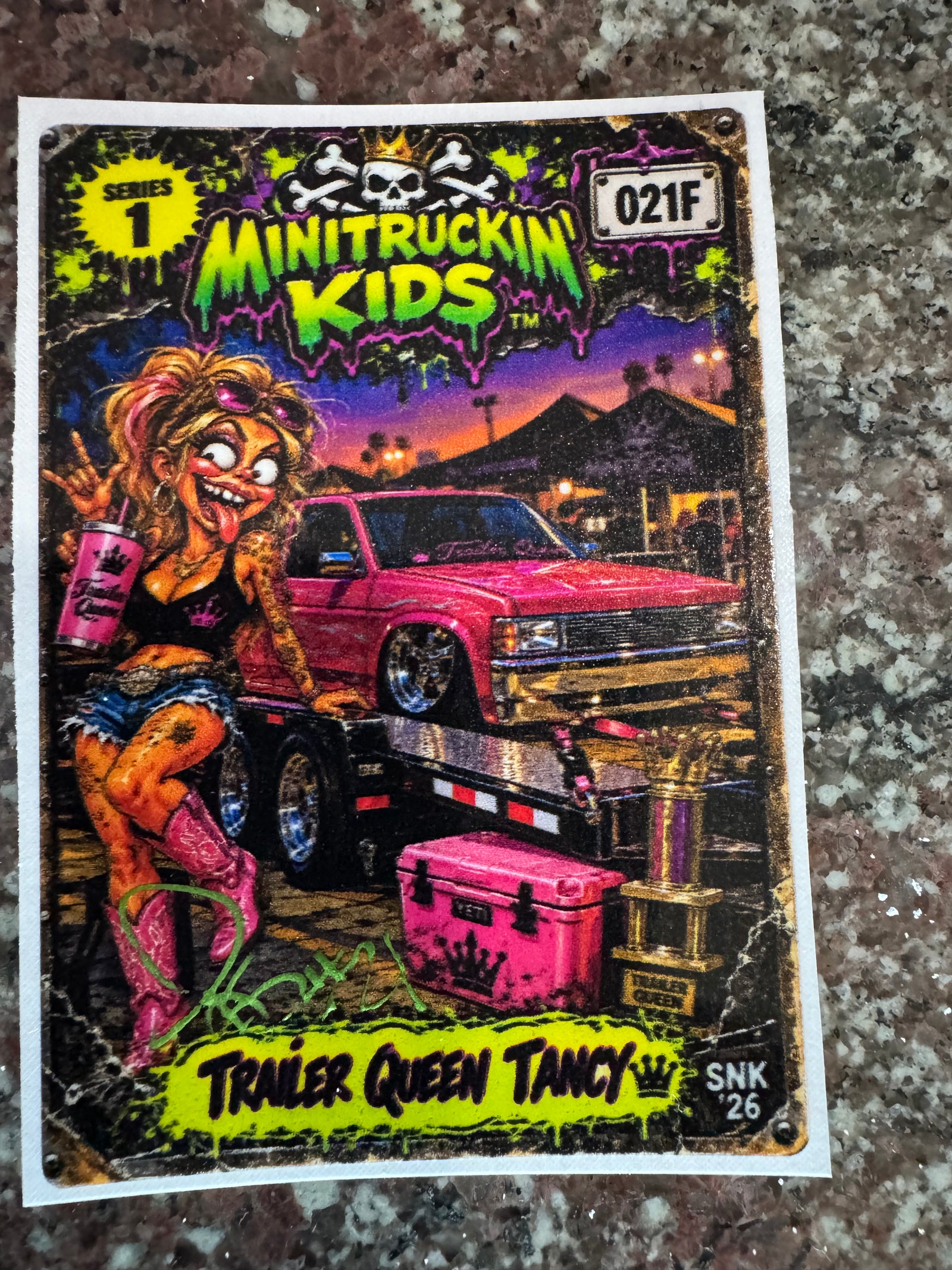 Trailer Queen Tancy š | Limited Edition Signed & Numbered Sticker Card | Series 1