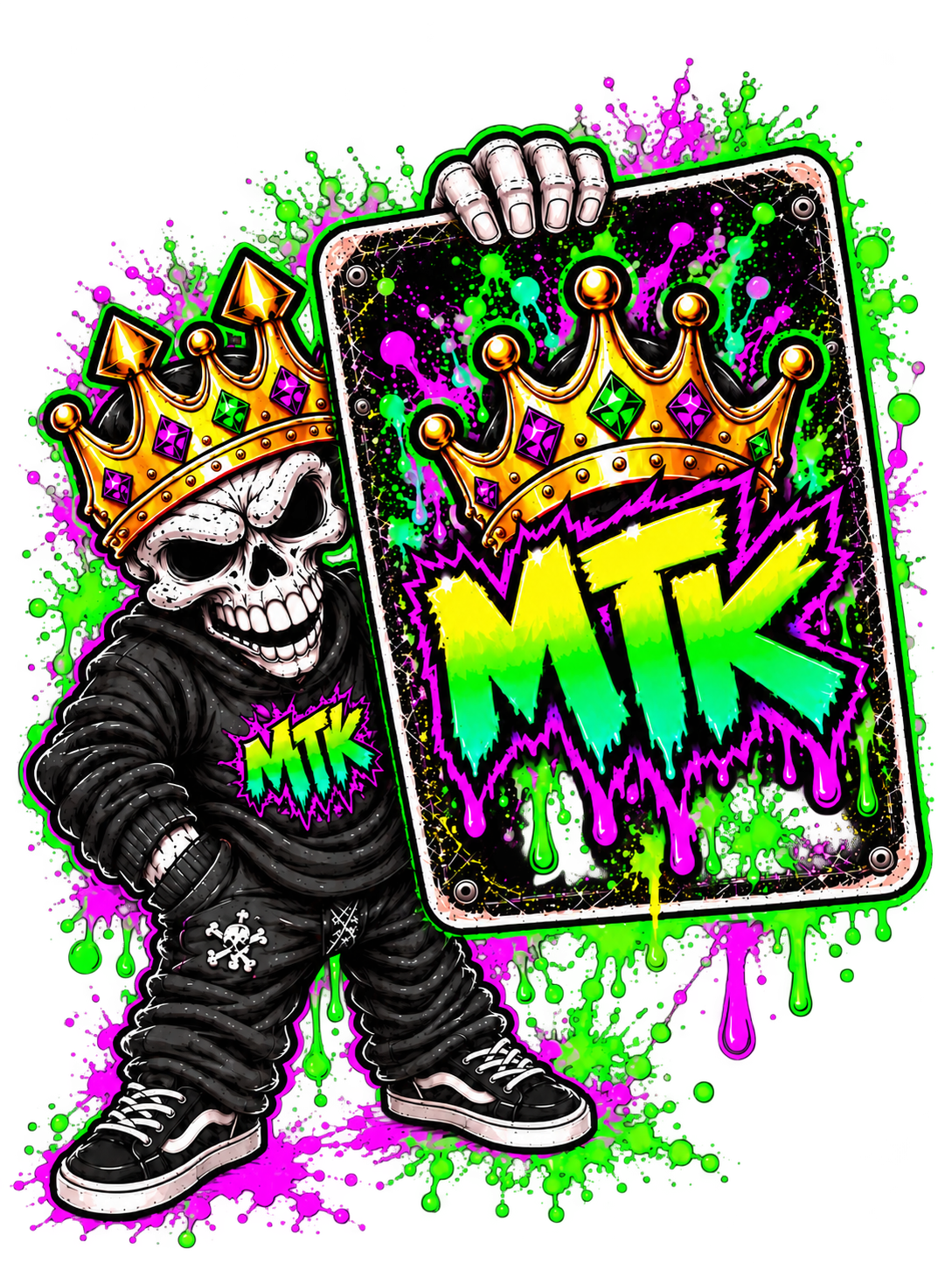 MTK skull character holding your selected card design